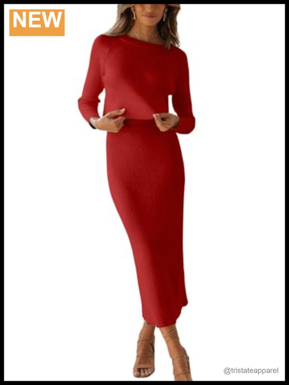Ribbed Sweater Set Crop Top and Maxi Bodycon Skirt 2 Piece